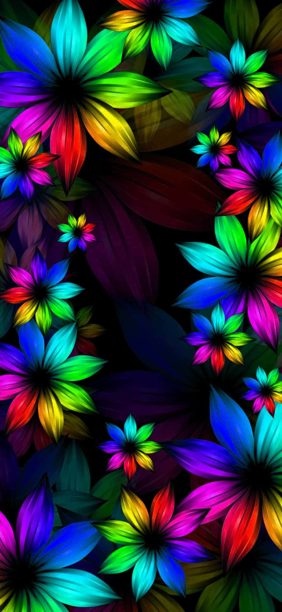 rainbow, iPhone, colorful flower, Full HD Phone Wallpaper