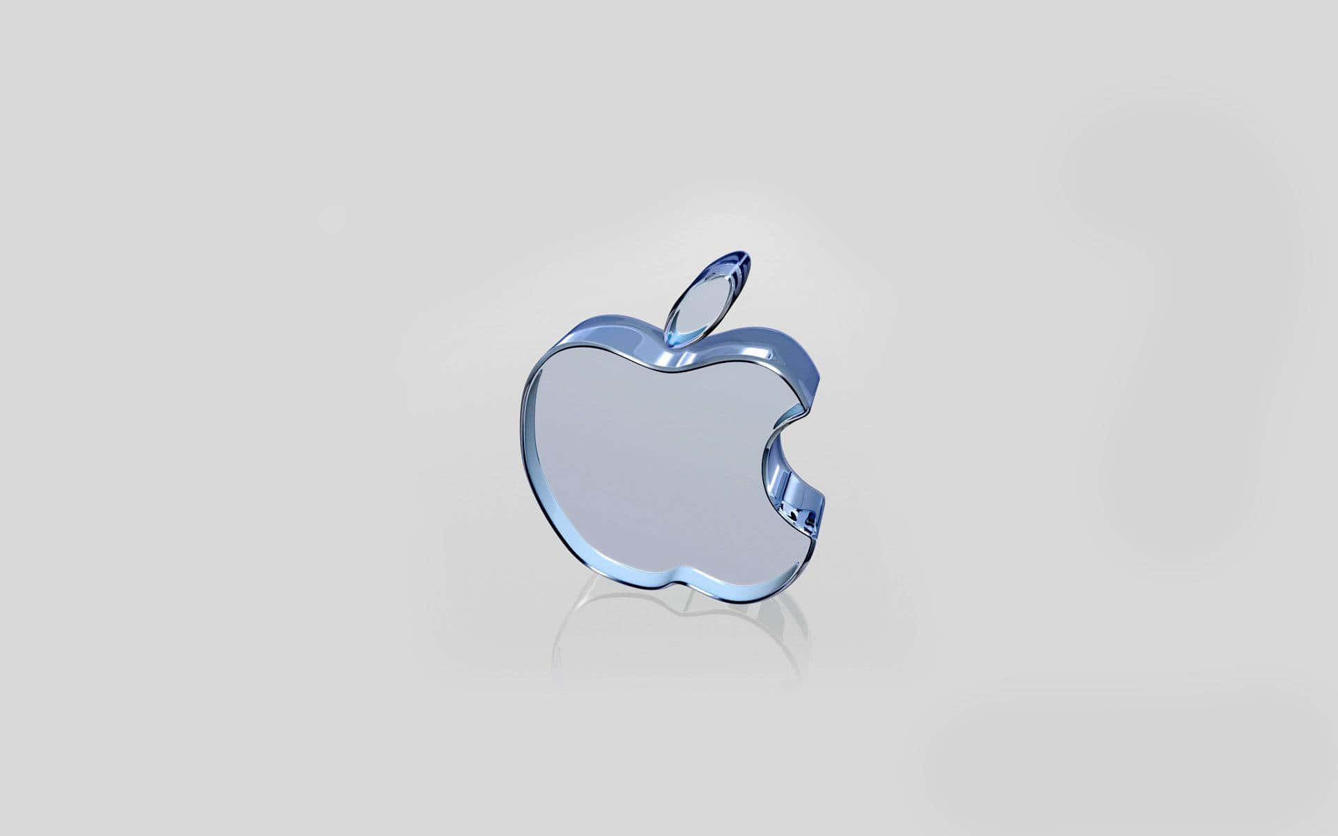 Apple logo, blue glass, bite mark, Full HD Desktop Wallpaper