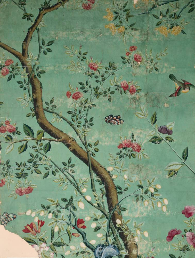 Chinoiserie, floral vines, birds, SD Phone Wallpaper