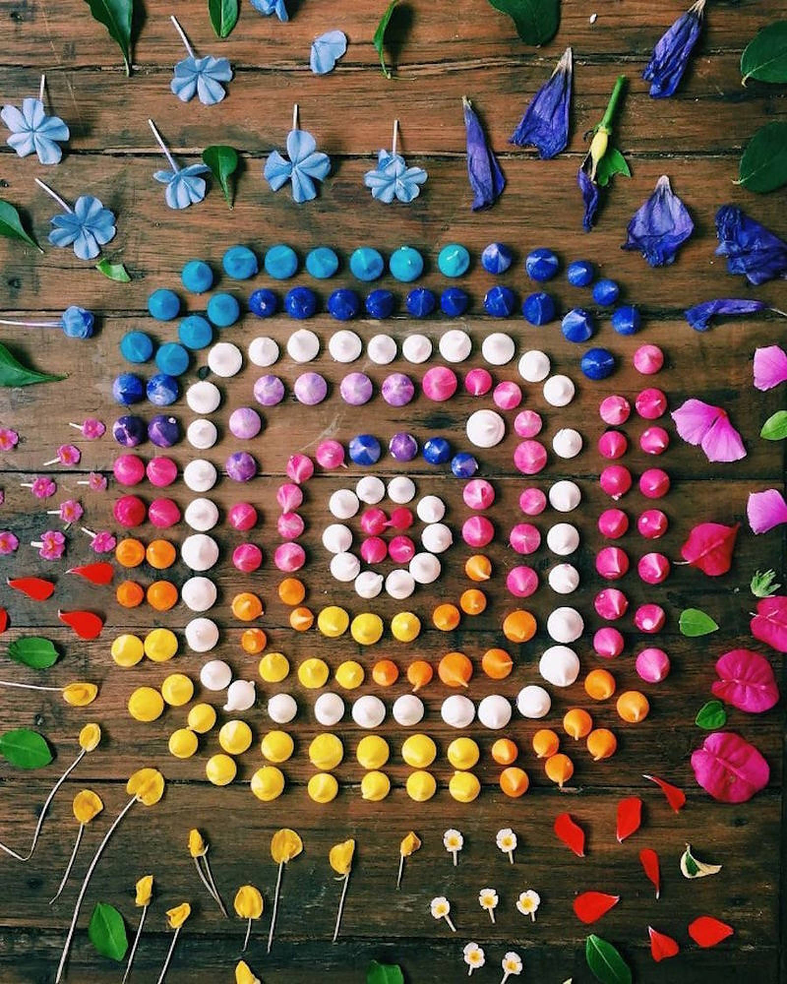 rainbow spiral, colorful candies, flower petals, Full HD Phone Wallpaper