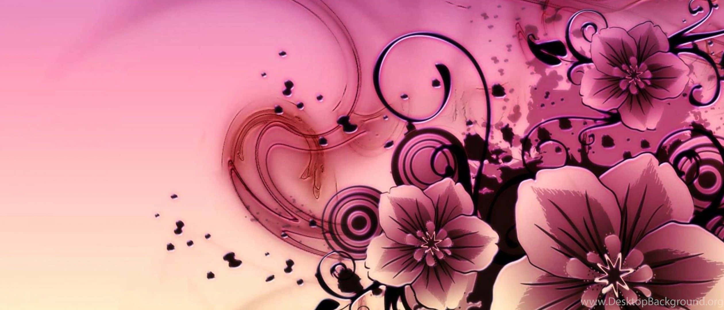 Vivid Watercolor Flower Art, pink, purple, Full HD Desktop Wallpaper