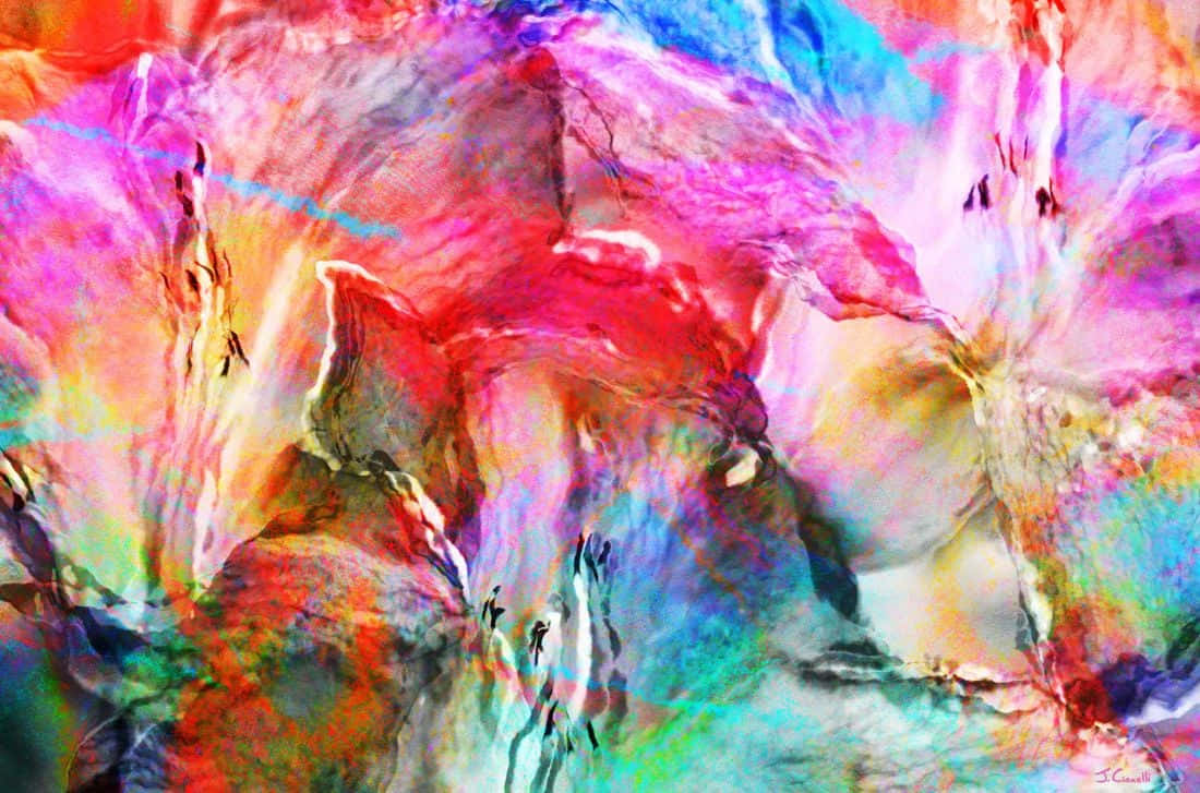 flower art, pink, blue, SD Desktop Wallpaper