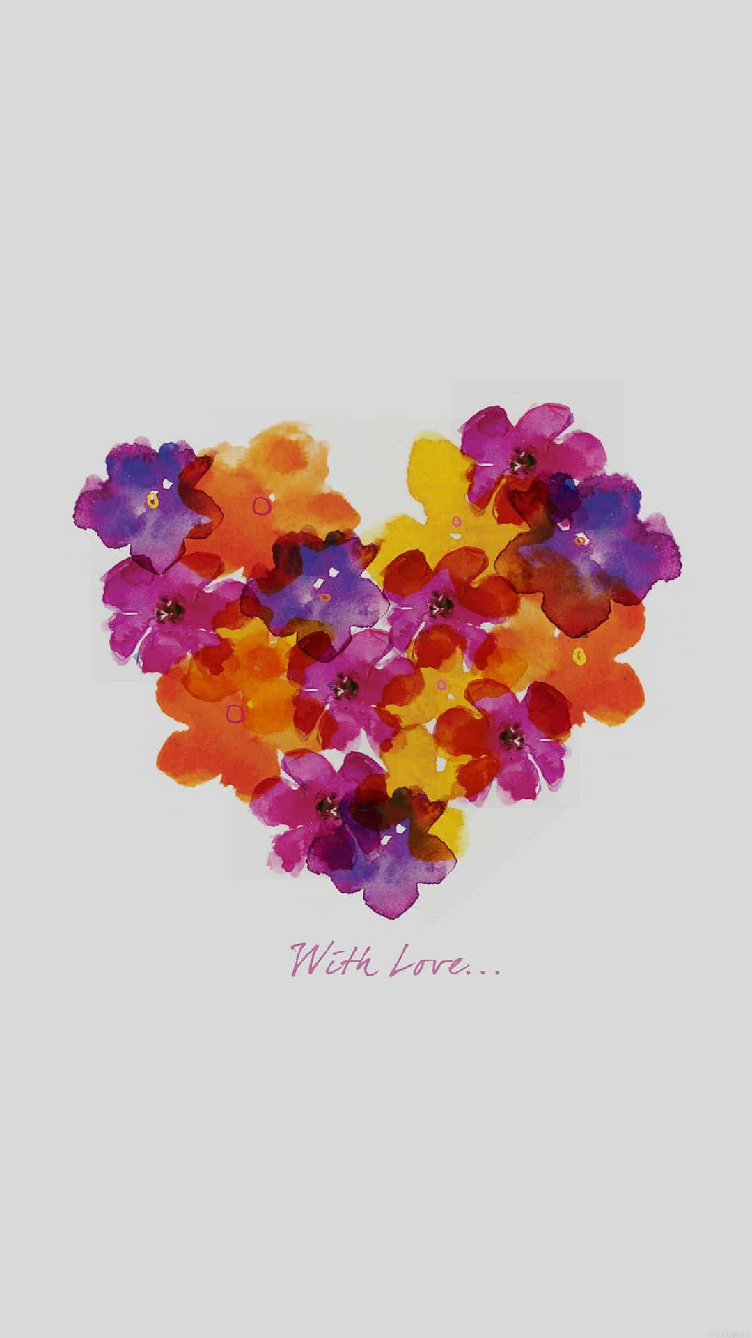 flower art, watercolor heart, purple, Full HD Phone Wallpaper