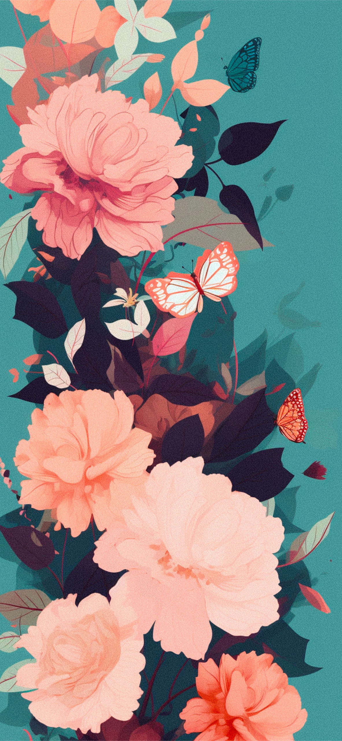 peach, coral, peonies, 2K Phone Wallpaper