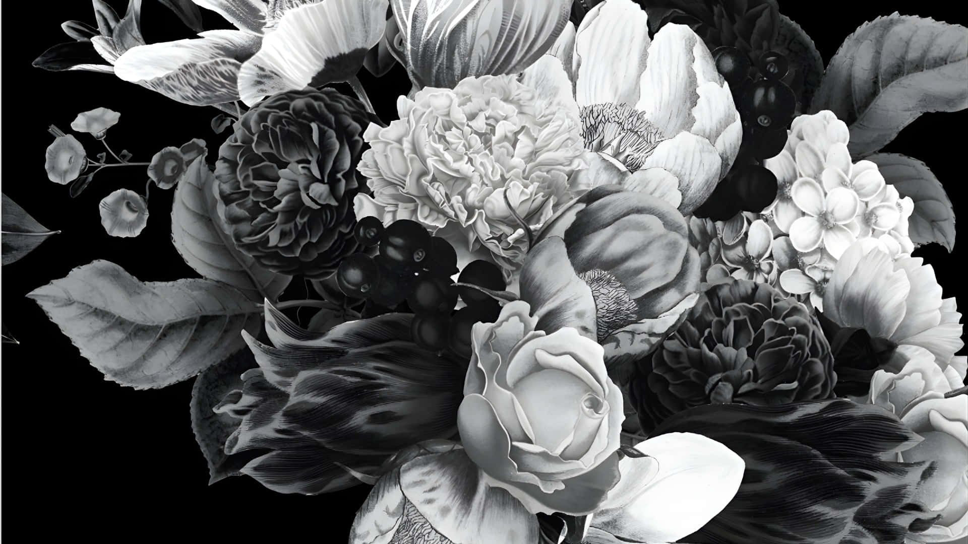 peonies, roses, berries, Full HD Desktop Wallpaper