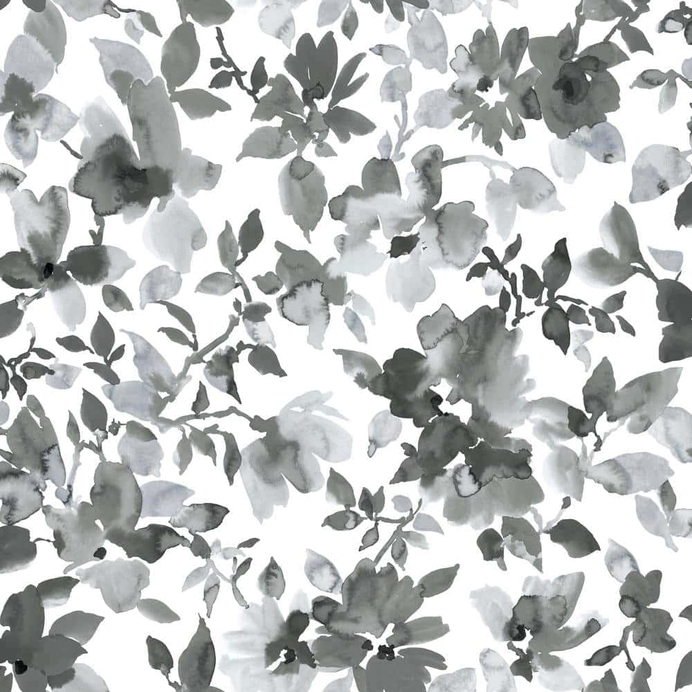 monochrome, watercolor pattern, abstract flowers, SD Desktop Wallpaper