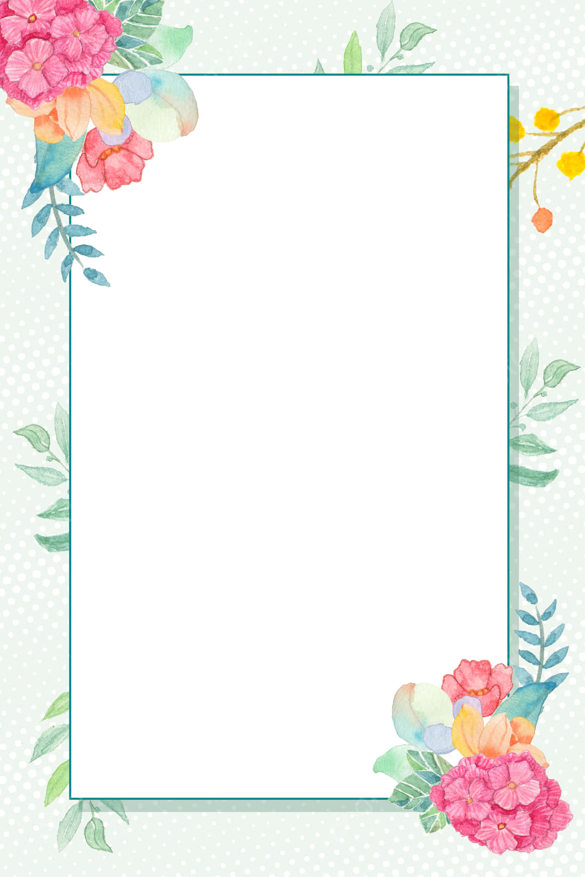 pink orange blooms, green leaves, blank white space, HD Phone Wallpaper