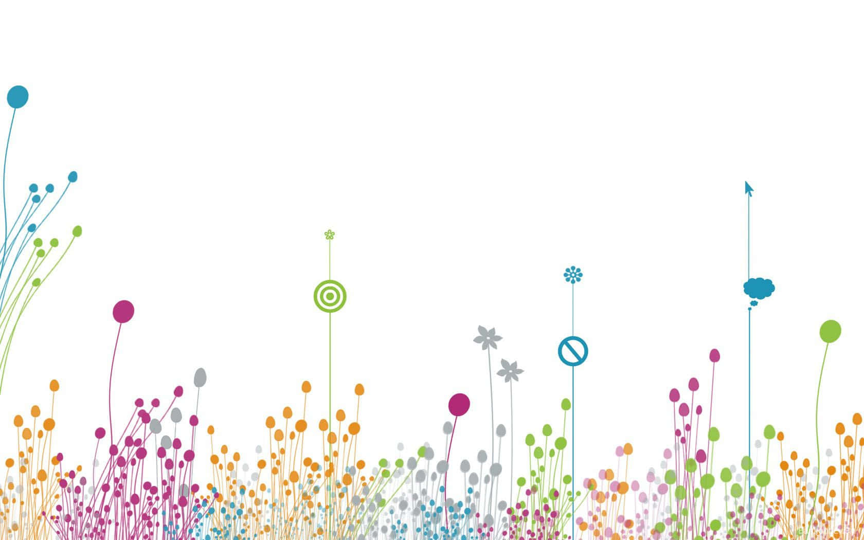 abstract floral design border, vibrant abstract floral stems, colorful dots, HD Desktop Wallpaper