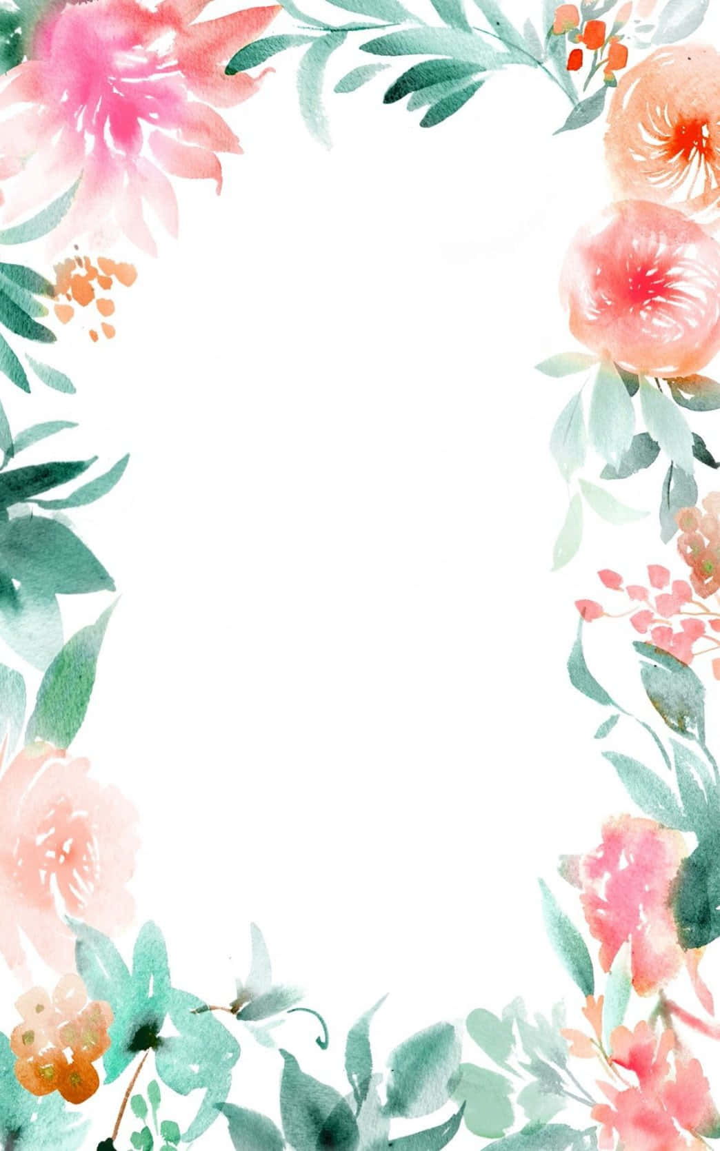 blossoming flower border, pink peach blossoms, green leaves, HD Phone Wallpaper