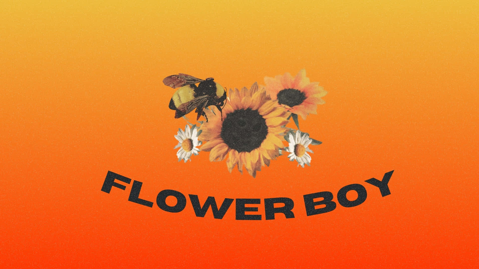 flower boy, bumblebee, sunflowers, Full HD Desktop Wallpaper