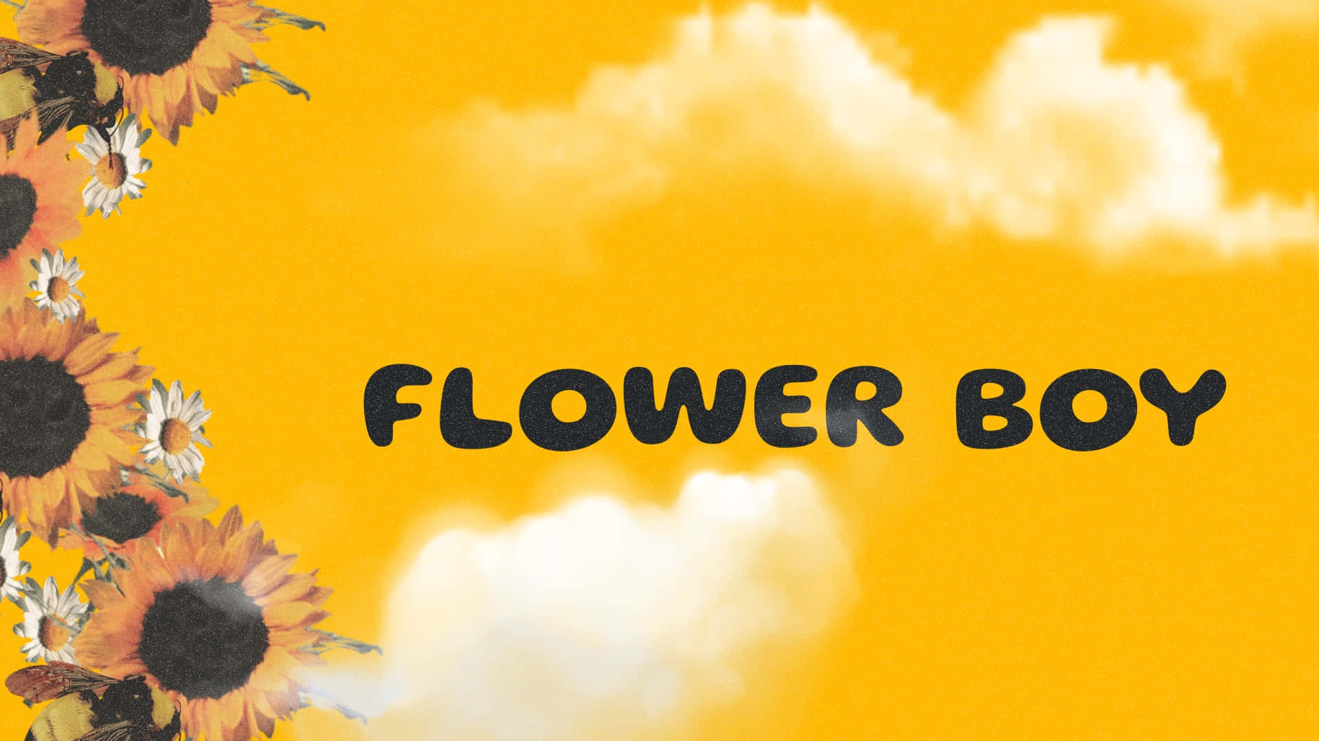 Flower Boy, black text, vibrant yellow sky, Full HD Desktop Wallpaper