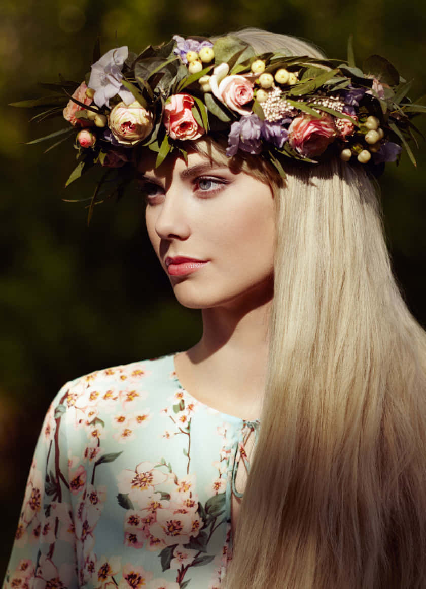 flower crown, floral crown, floral dress, SD Phone Wallpaper
