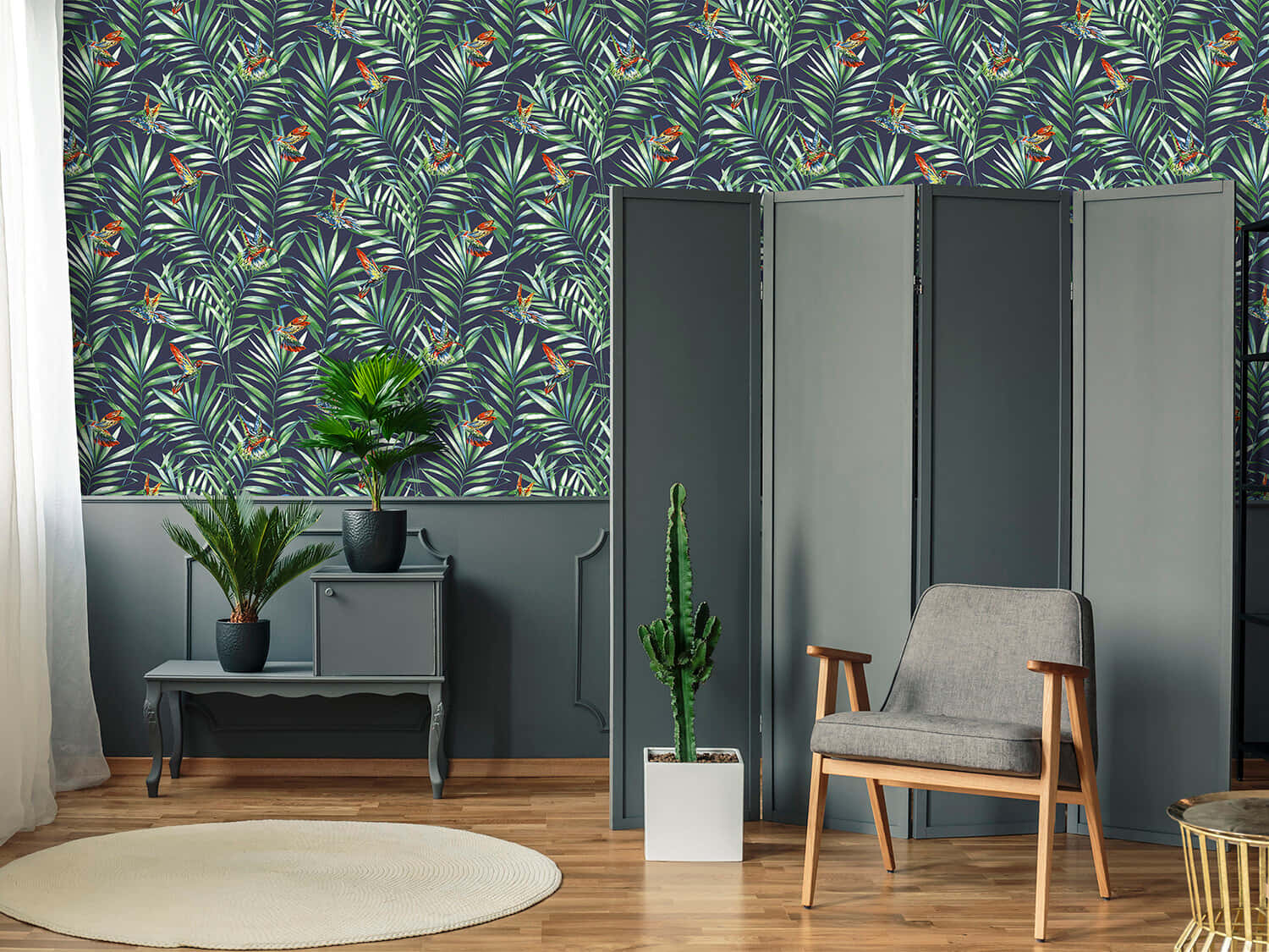 Classy Designer Wall, tropical wallpaper, green leaves, HD Desktop Wallpaper