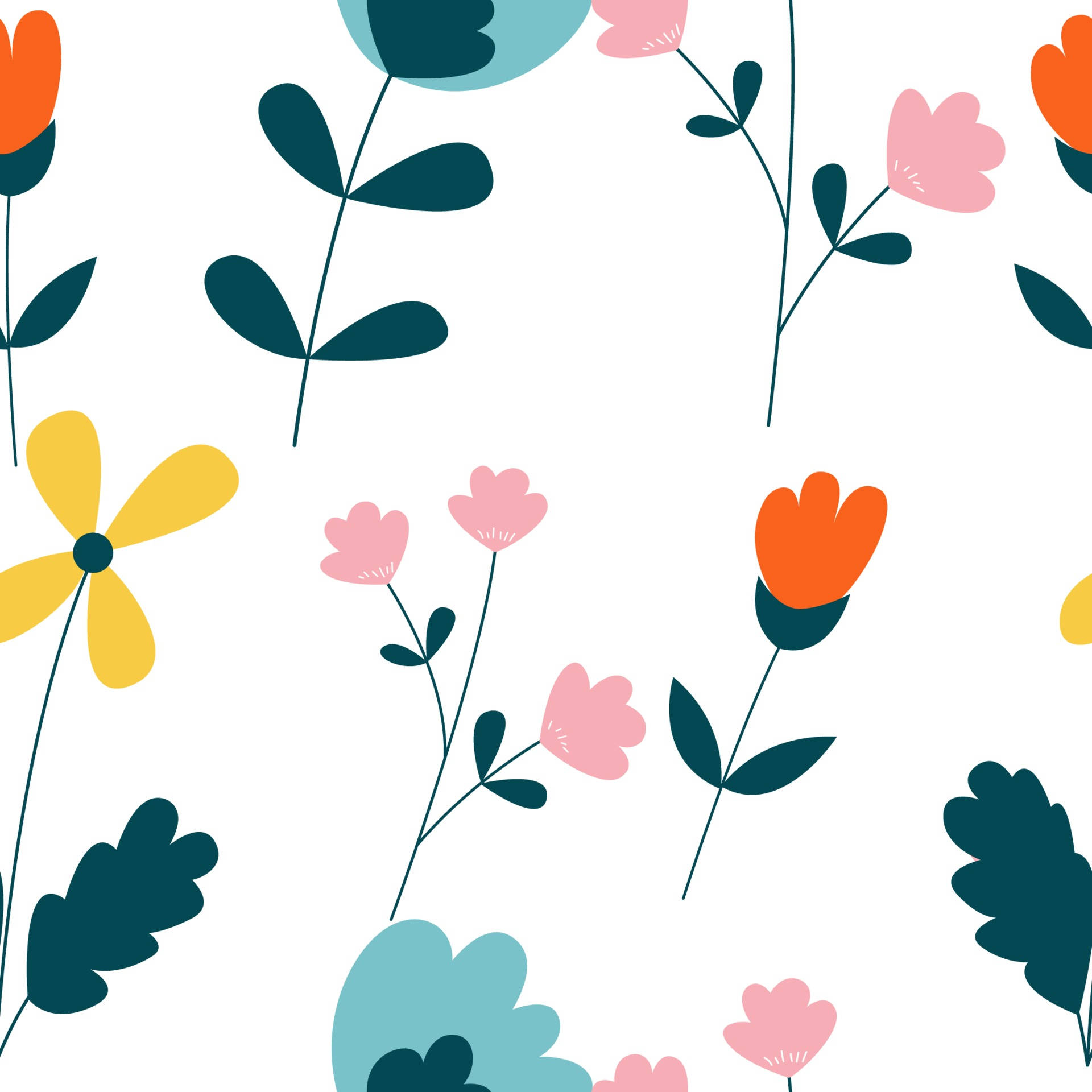 flower design, pink, orange, Full HD Desktop Wallpaper