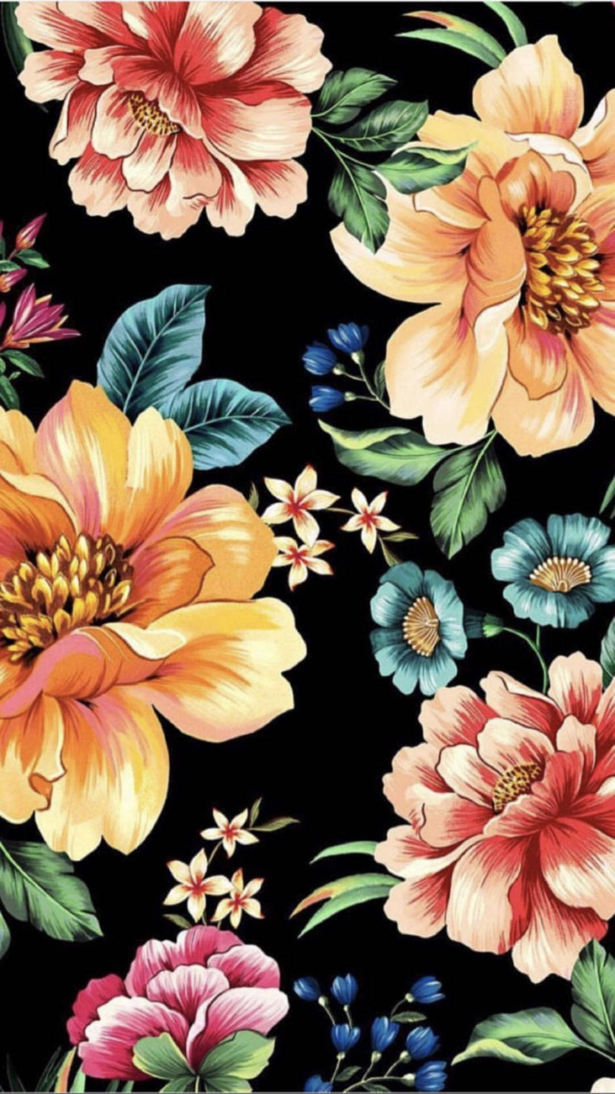 Flower Design, colorful art, vibrant tropical flowers, Full HD Phone Wallpaper