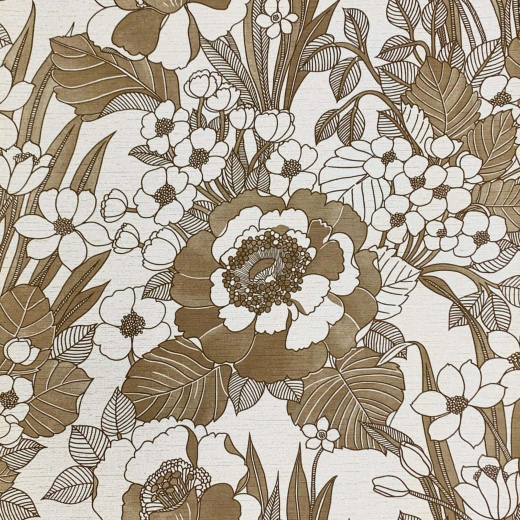 flower drawing, brown, cream, SD Desktop Wallpaper