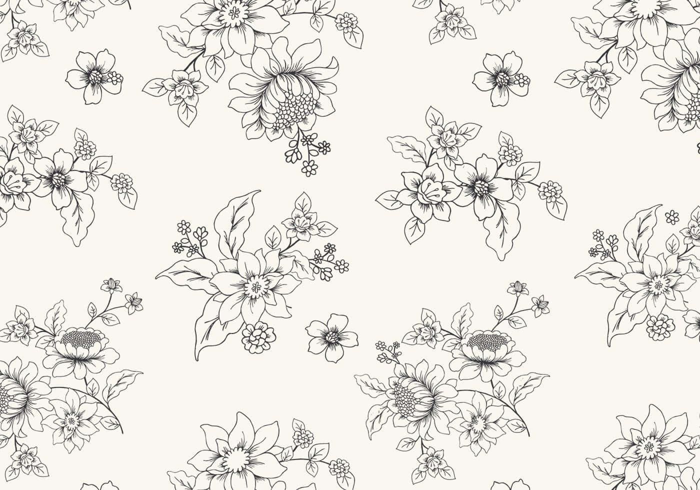 flower drawing, black line art, floral pattern, HD Desktop Wallpaper