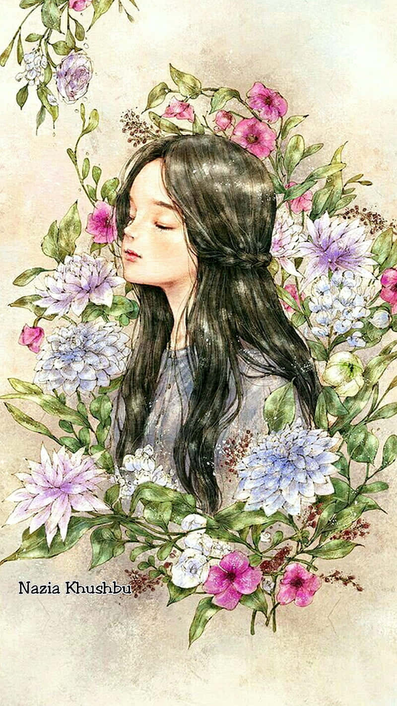 flower drawing, pink purple and white flowers, soft watercolor style, HD Phone Wallpaper