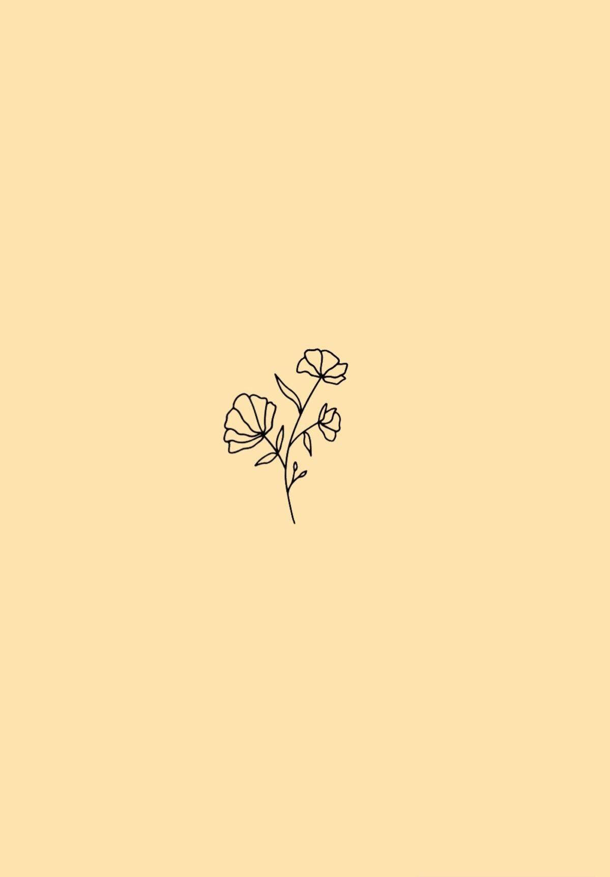 cute minimalist, minimalist black line drawing, delicate flower branch, HD Phone Wallpaper