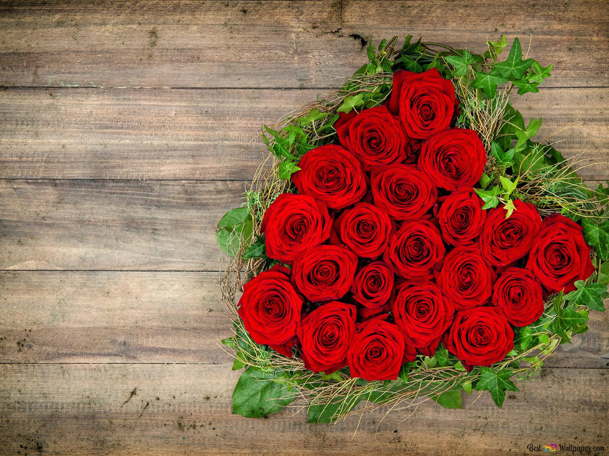 flower heart, roses, vibrant red, Full HD Desktop Wallpaper