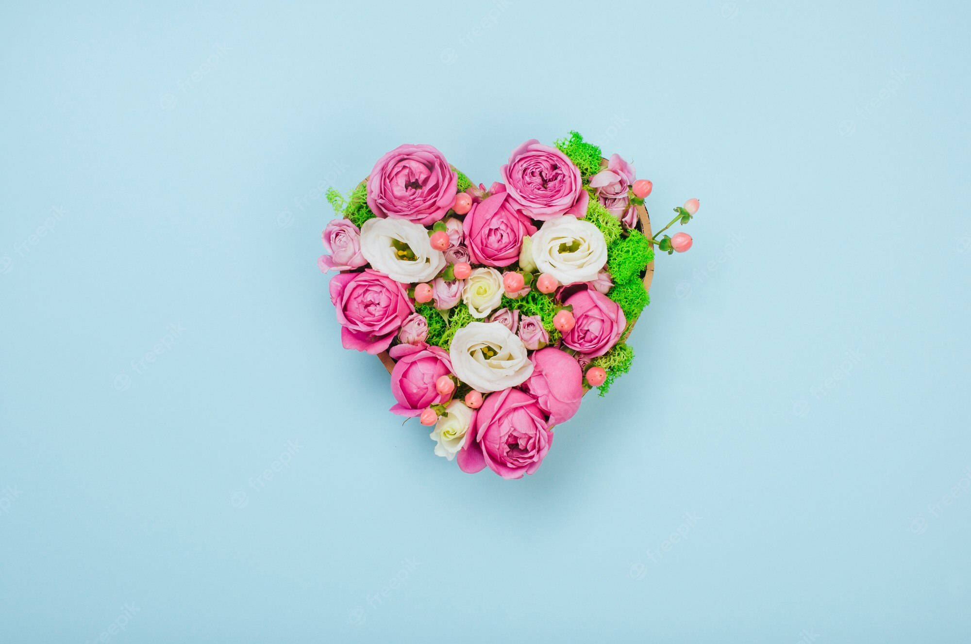 flower heart, pink roses, white blooms, Full HD Desktop Wallpaper