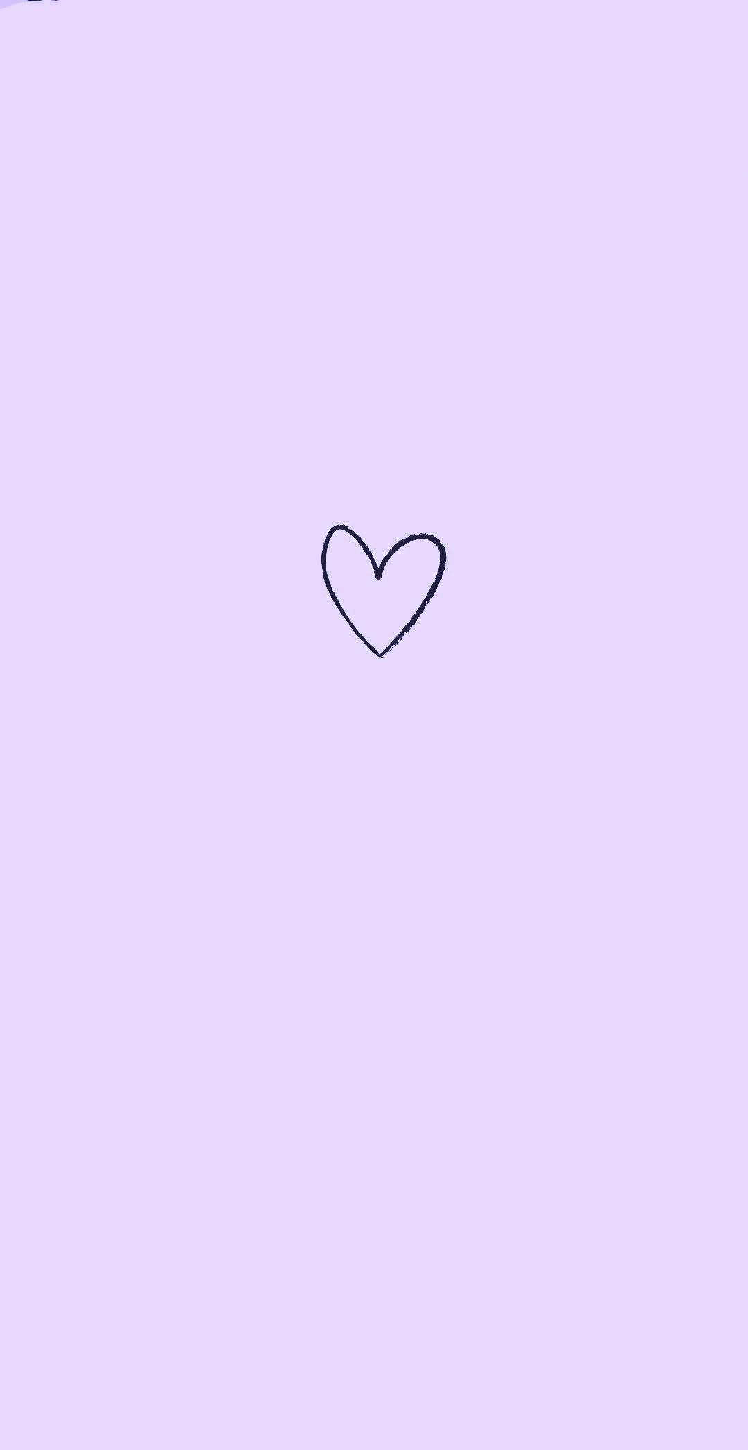 lavender heart, heart outline, soft lavender background, Full HD Phone Wallpaper