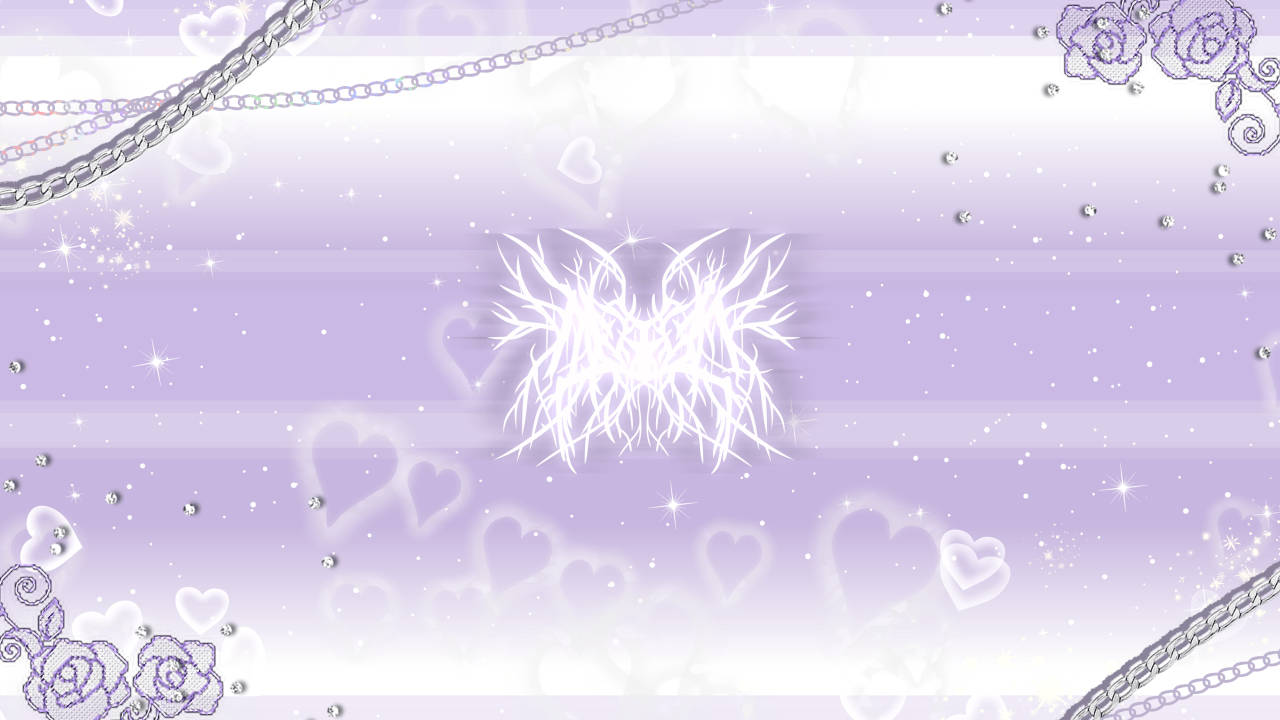purple hearts and flowers y2k, lavender, white feathered wings, HD Desktop Wallpaper