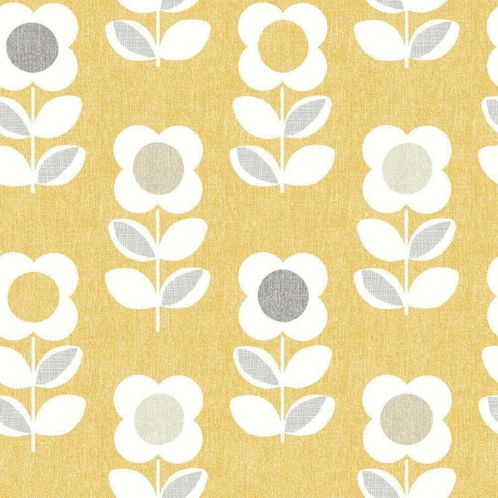 70s floral, gold, gray, SD Desktop Wallpaper