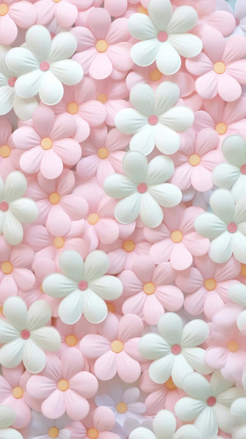 pastel flower pattern, soft pink, white fabric flowers, HD Phone Wallpaper