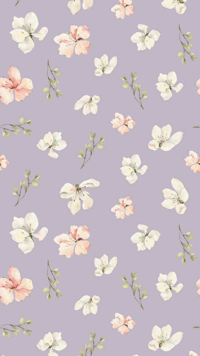 preppy spring floral pattern, soft watercolor cherry blossoms, blush, SD Phone Wallpaper
