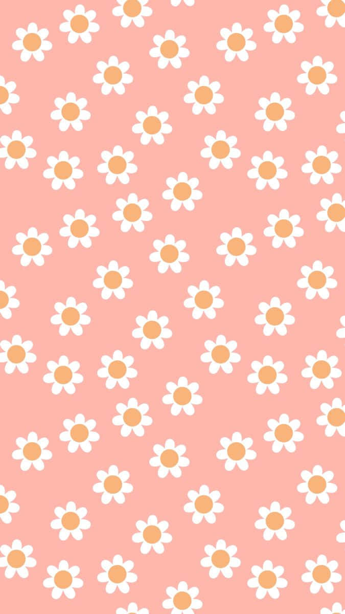 preppy spring daisy pattern, soft pink background, white daisies, SD Phone Wallpaper