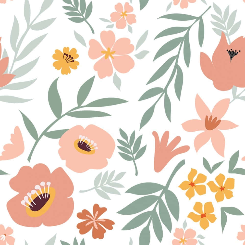 elegant garden symphony, peach pink, yellow blossoms, SD Desktop Wallpaper