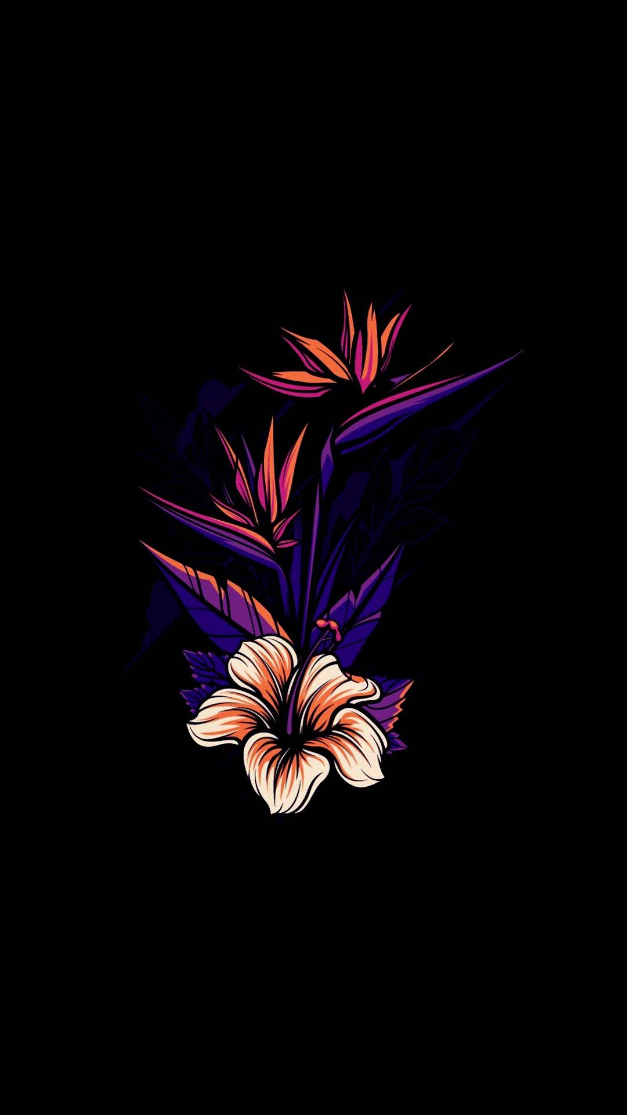 flower, leaves, orange, 4K Phone Wallpaper
