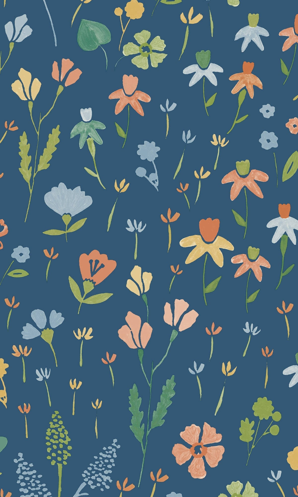 flower design, blue vector art, pastel blossoms, Full HD Phone Wallpaper