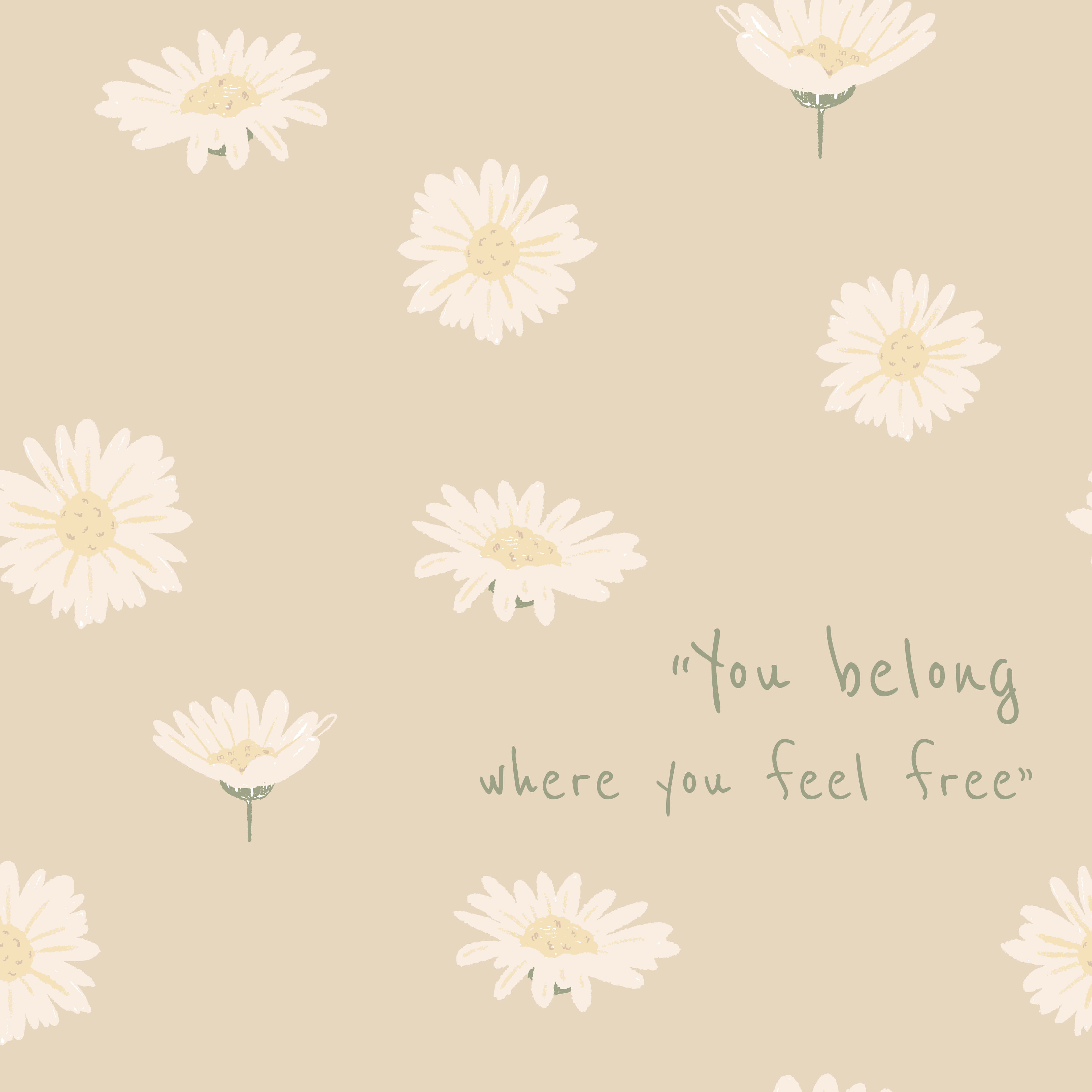 Pastel Daisy Freedom Quote, daisies, soft beige, 4K Phone Wallpaper