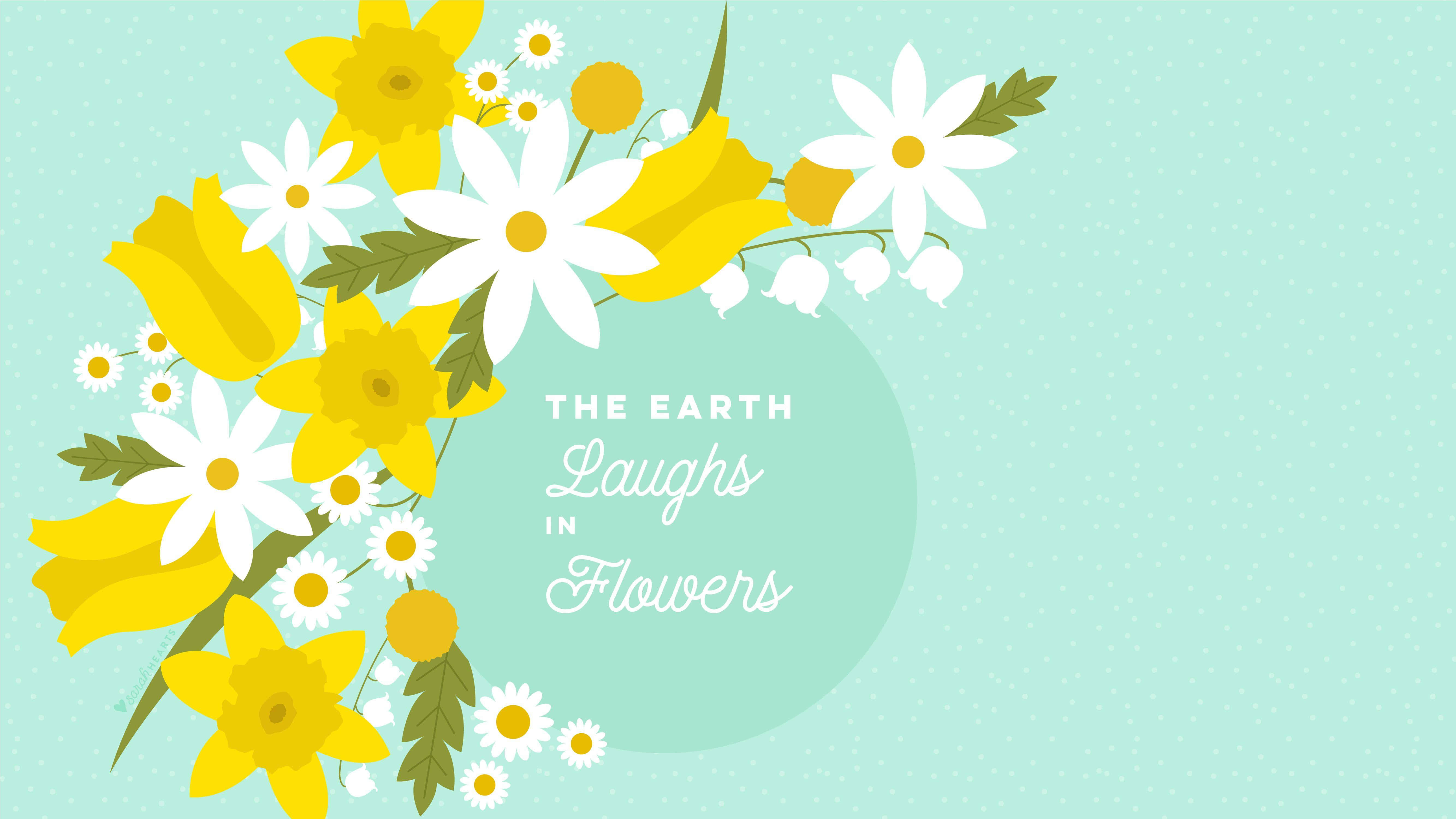 yellow daffodils, white daisies, lily of the valley, 5K Desktop Wallpaper