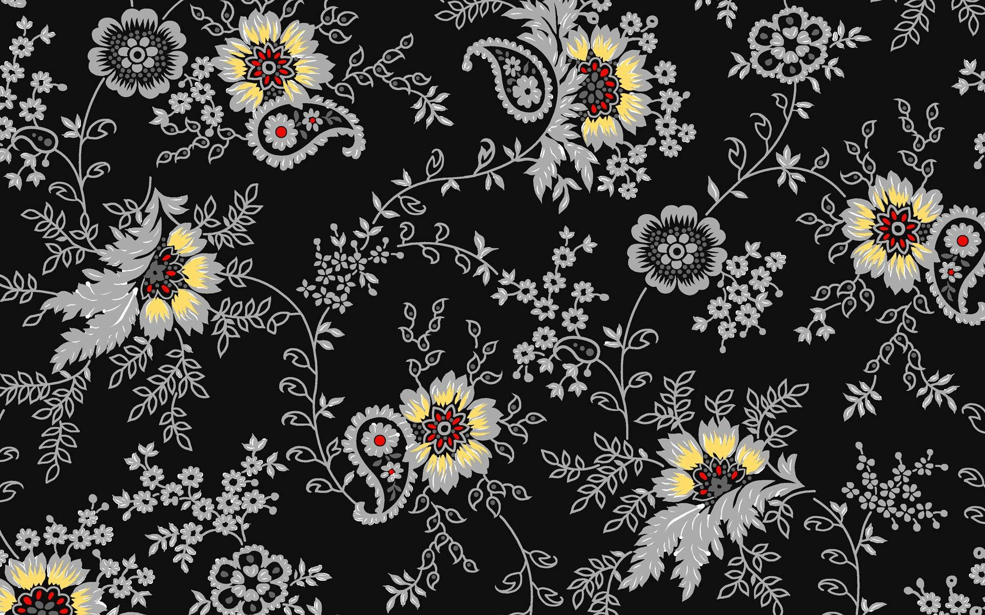 yellow and grey flowers background, silver yellow, red, Full HD Desktop Wallpaper