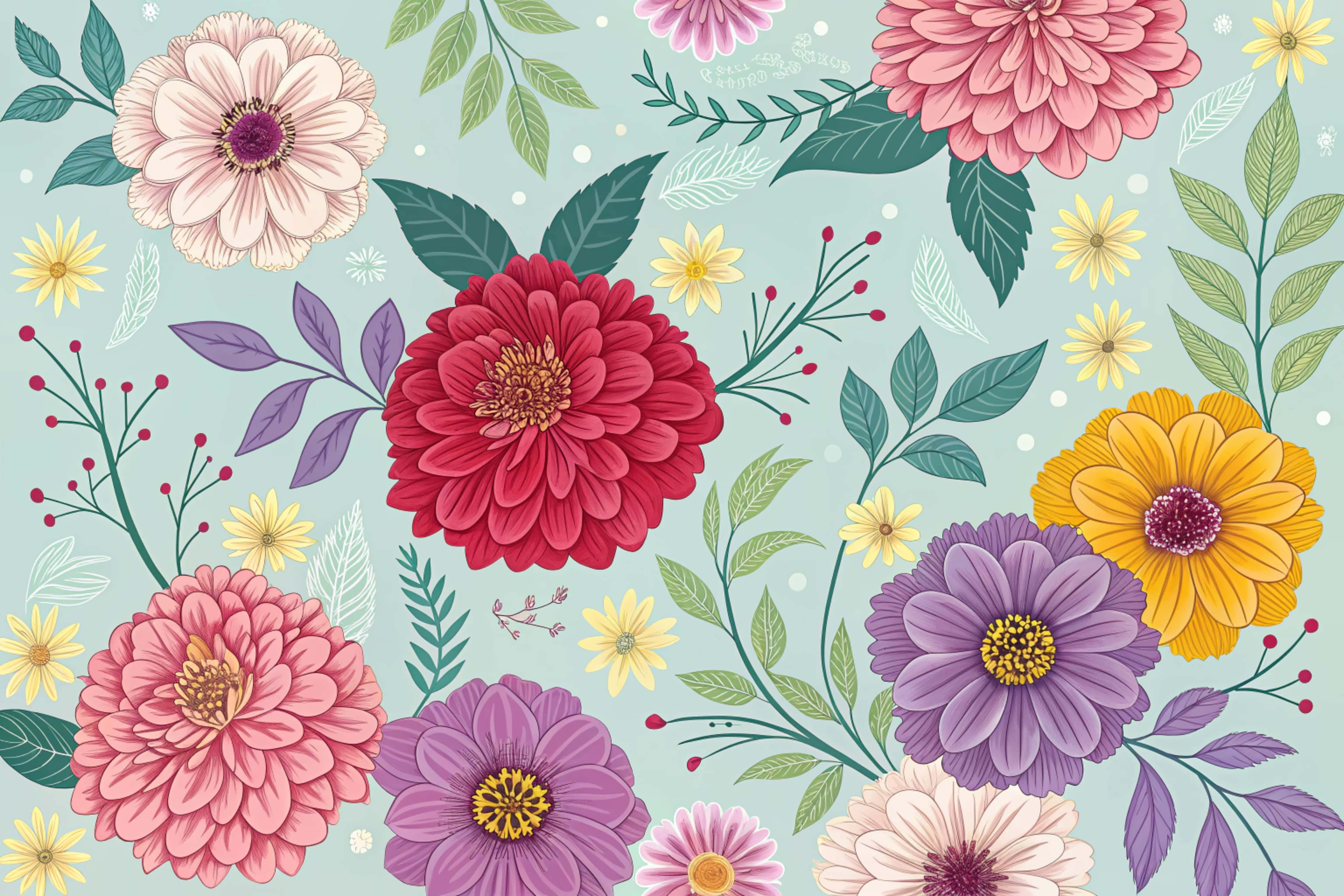 flower pattern, pink, red, 8K Desktop Wallpaper