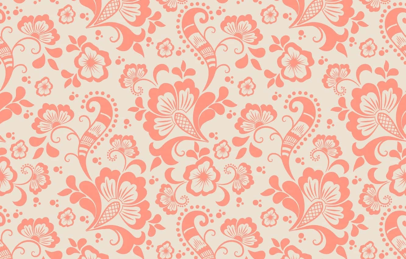 coral floral pattern, swirling vines, lattice details, HD Desktop Wallpaper