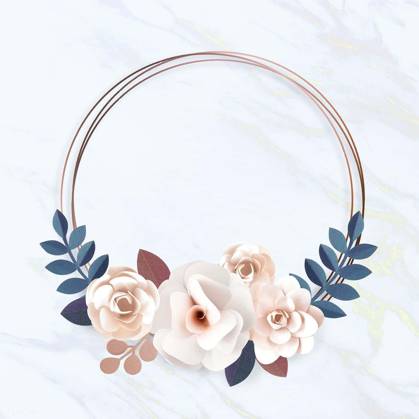 floral wreath, blush roses, navy leaves, HD Desktop Wallpaper