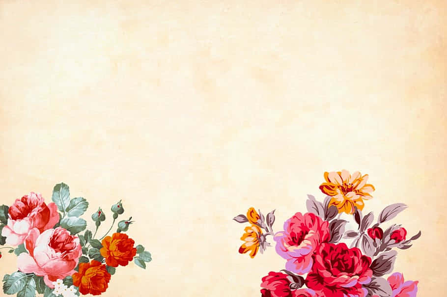 vintage floral, pink red roses, orange roses, SD Desktop Wallpaper