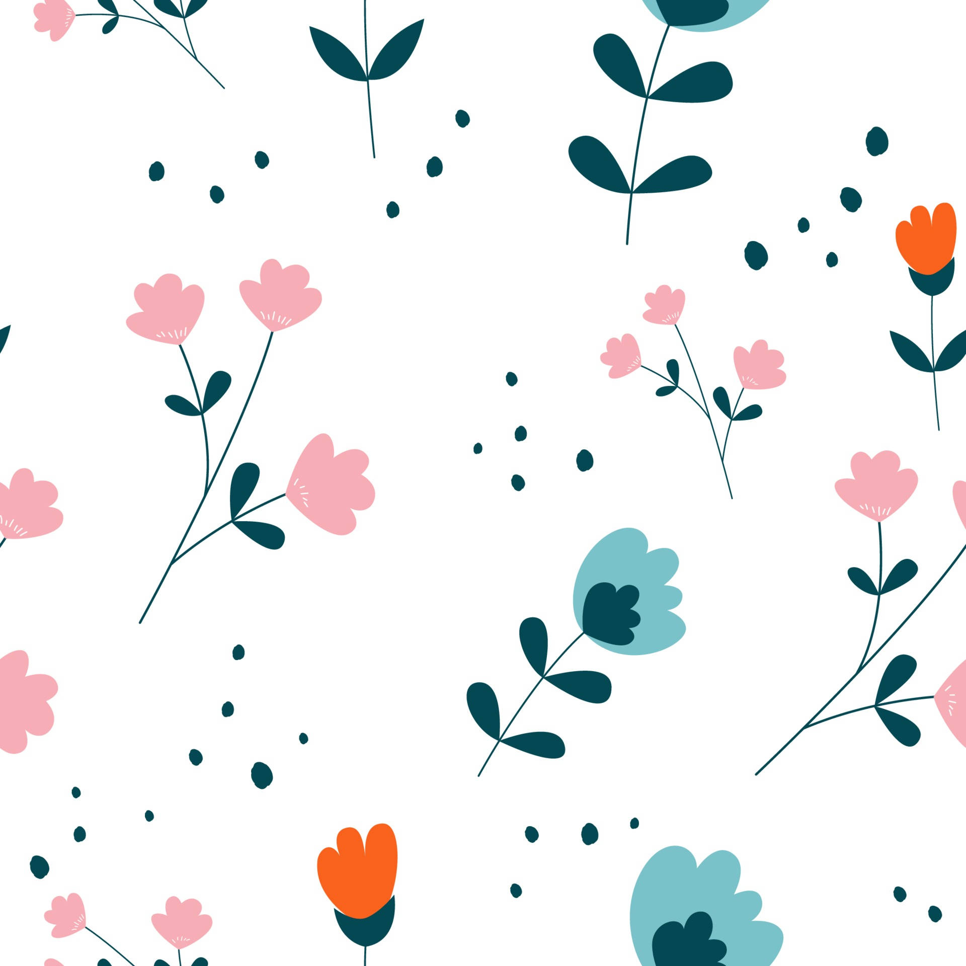 minimalist flower design, pink, orange, Full HD Desktop Wallpaper