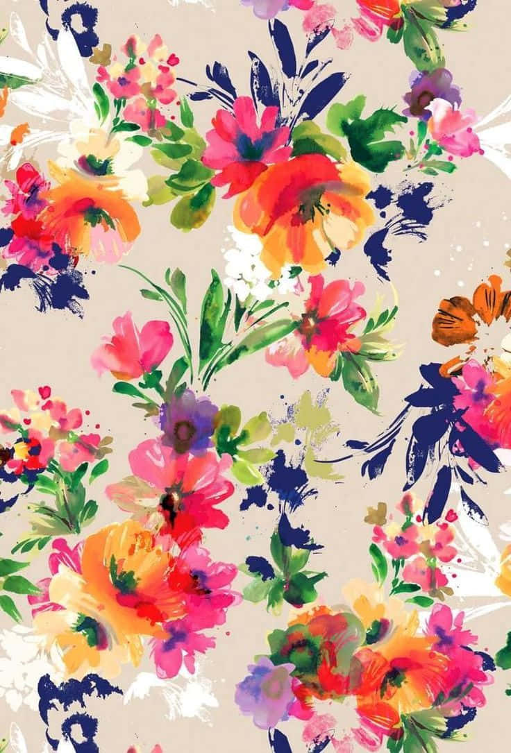 iPhone, vibrant watercolor flowers, bold hues, SD Phone Wallpaper