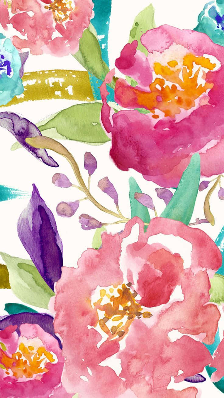 colorful flowers, iPhone, pink, HD Phone Wallpaper