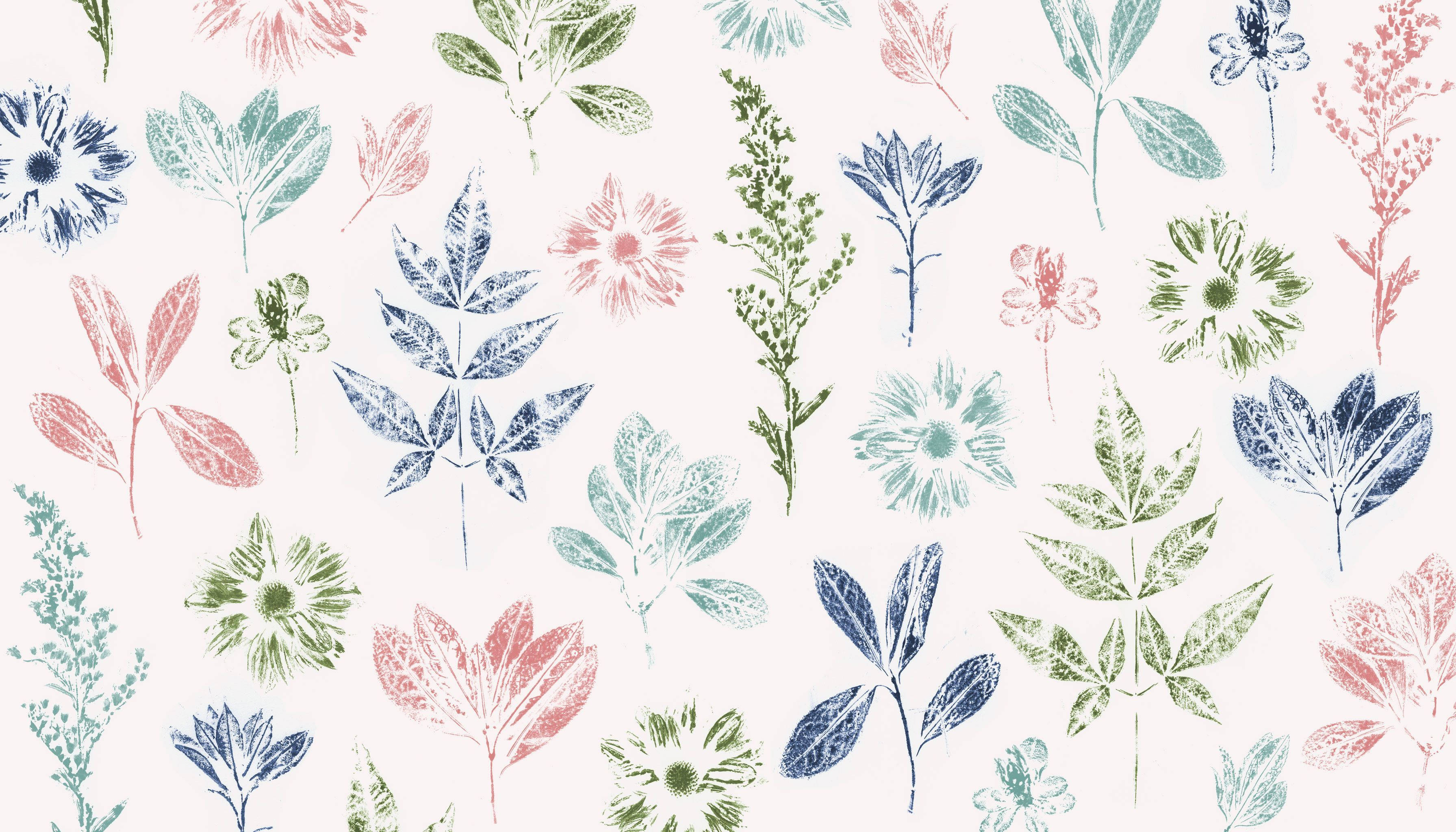 flowers, leaves, soft pink, 2K Desktop Wallpaper