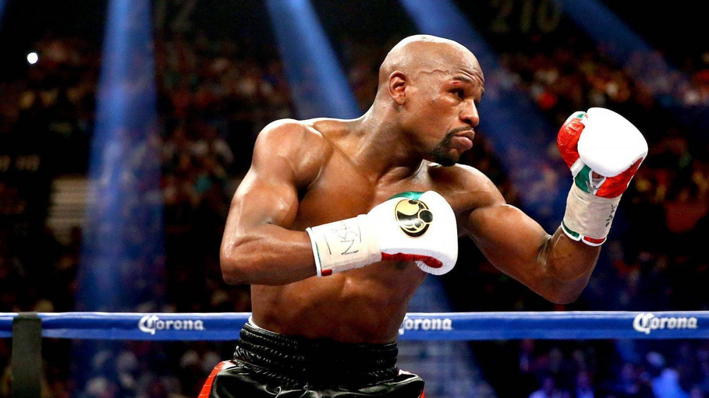 Floyd Mayweather, red white and green gloves, brightly lit ring, HD Desktop Wallpaper