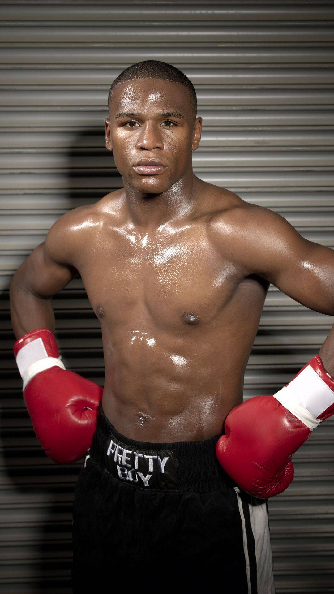 Floyd Mayweather, red gloves, metallic shutter background, Full HD Phone Wallpaper