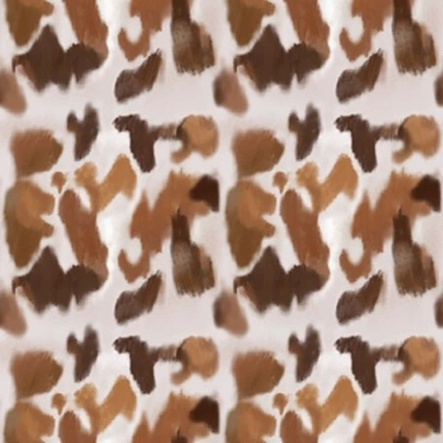 brown cow print, abstract brown and tan brushstroke shapes, creamy white background, SD Desktop Wallpaper