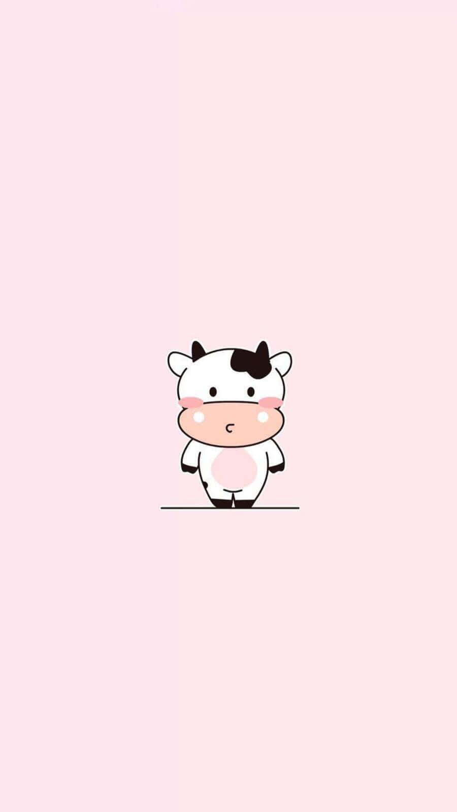 kawaii cute cow, pink cheeks, black spots, HD Phone Wallpaper