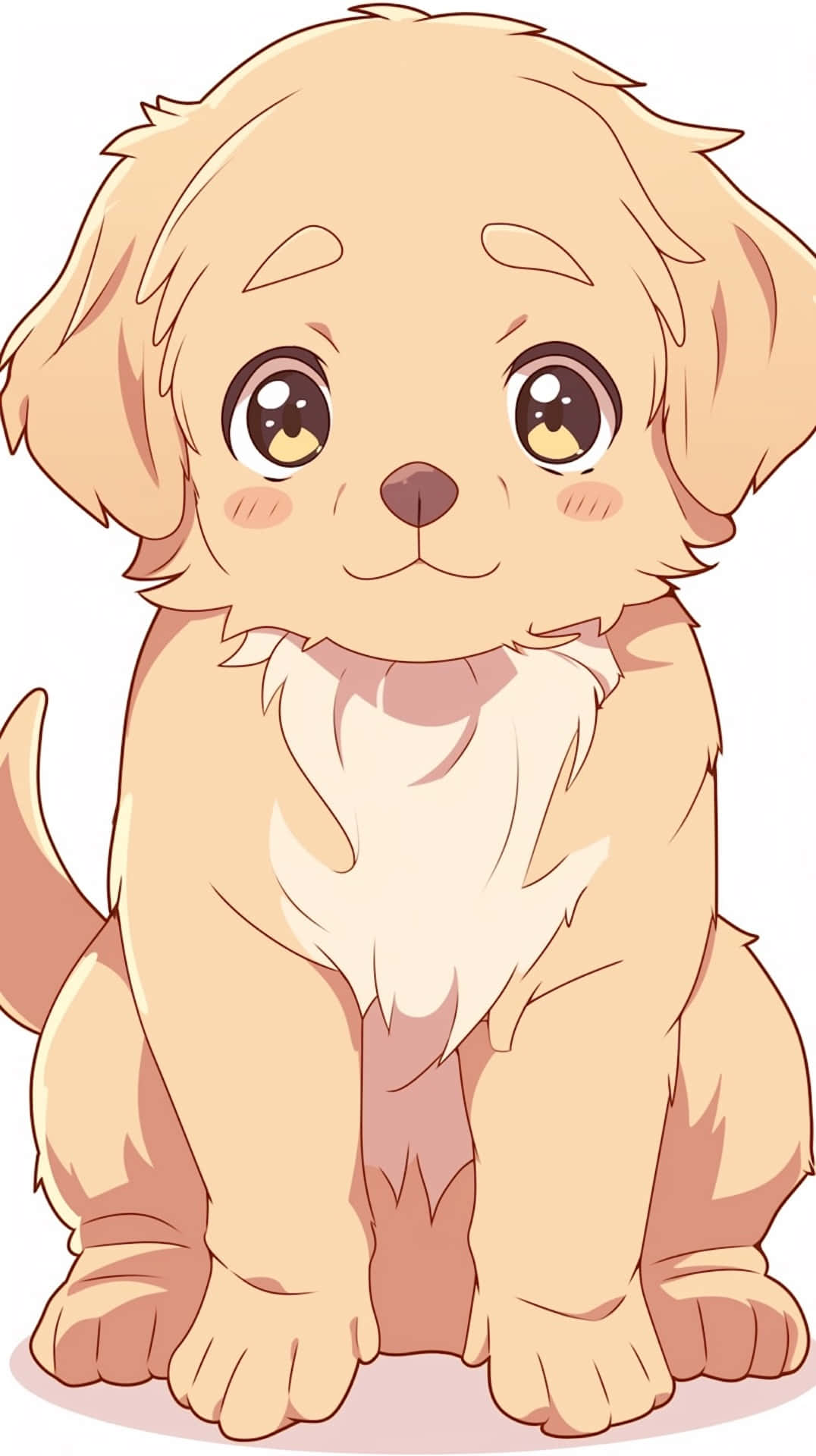 anime-style, golden puppy, big expressive eyes, Full HD Phone Wallpaper